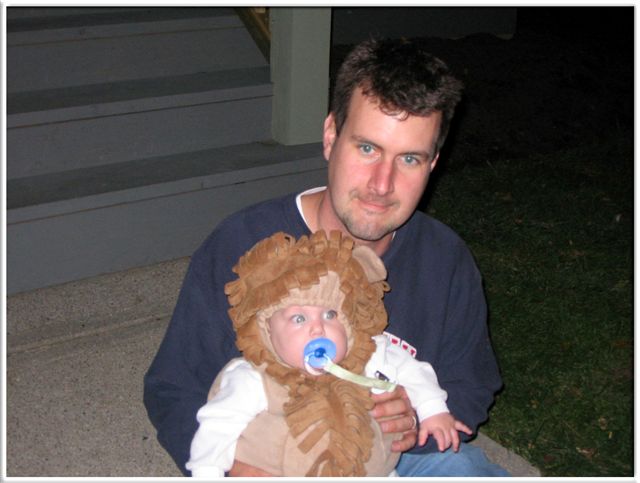 Will with his Dad- Dad's dressed very scary!